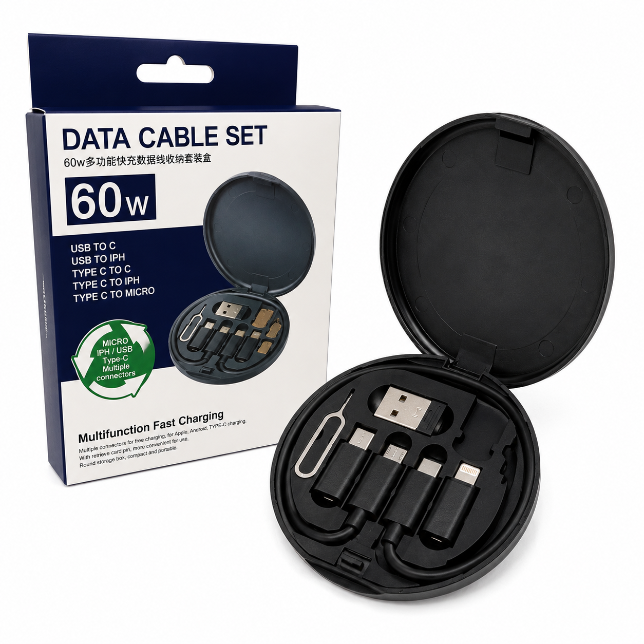 کابل شارژ سریع دیتا پلاس مدل Data Cable Set 60W