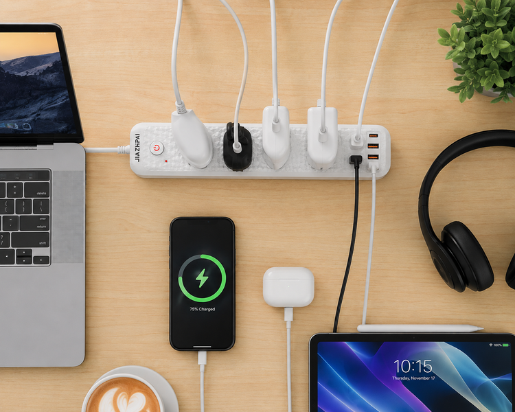 چندراهی برق حرفهای J02 مدل 2500W با ۳ پورت USB و Type-C